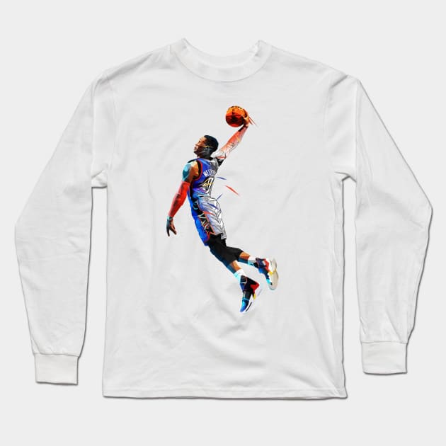 Russell Westbrook Low Poly Long Sleeve T-Shirt by pxl_g